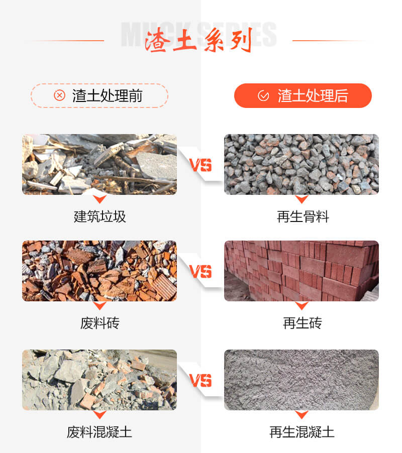 建筑渣土粉碎前后對比照