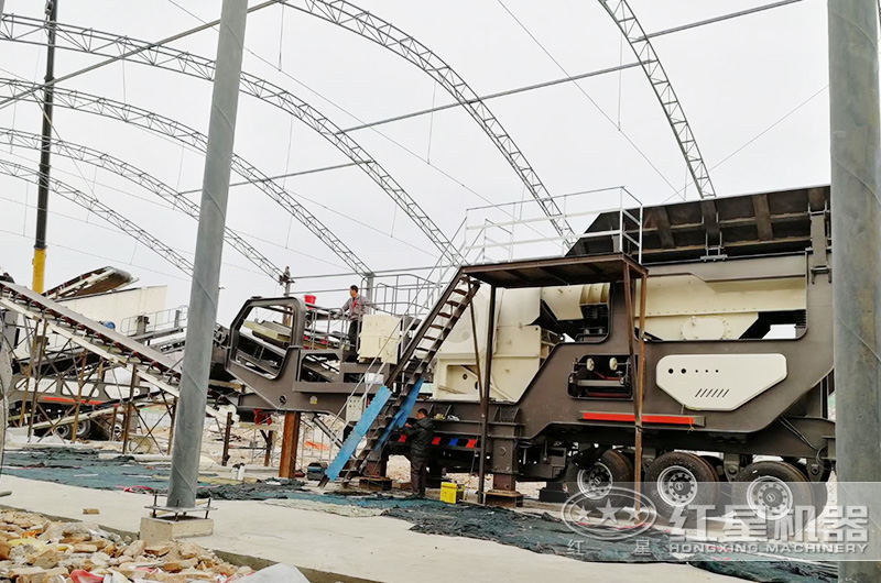 新型環保砂石廠室內密封生產構建現場